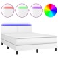 vidaXL Giroletto Molle con Materasso e LED Bianco 140x190cm Similpelle vidaXL Giroletto Molle con Materasso e LED Bianco 140x190cm Similpelle