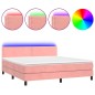 Letto a Molle con Materasso e LED Rosa 180x200 cm in Velluto Letto a Molle con Materasso e LED Rosa 180x200 cm in Velluto