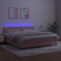 Letto a Molle con Materasso e LED Rosa 180x200 cm in Velluto Letto a Molle con Materasso e LED Rosa 180x200 cm in Velluto