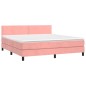 Letto a Molle con Materasso e LED Rosa 180x200 cm in Velluto Letto a Molle con Materasso e LED Rosa 180x200 cm in Velluto