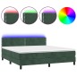 Letto a Molle con Materasso e LED Verde Scuro 180x200cm Velluto Letto a Molle con Materasso e LED Verde Scuro 180x200cm Velluto