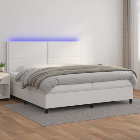 vidaXL Giroletto Molle con Materasso e LED Bianco 200x200cm Similpelle