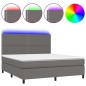 Giroletto Molle con Materasso e LED Grigio 160x200cm Similpelle Giroletto Molle con Materasso e LED Grigio 160x200cm Similpelle