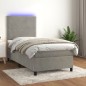 Letto a Molle Materasso e LED Grigio Chiaro 90x190 cm Velluto Letto a Molle Materasso e LED Grigio Chiaro 90x190 cm Velluto