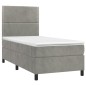 Letto a Molle Materasso e LED Grigio Chiaro 90x190 cm Velluto Letto a Molle Materasso e LED Grigio Chiaro 90x190 cm Velluto