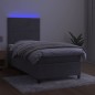 Letto a Molle Materasso e LED Grigio Chiaro 90x190 cm Velluto Letto a Molle Materasso e LED Grigio Chiaro 90x190 cm Velluto
