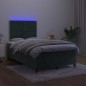 Letto a Molle con Materasso e LED Verde Scuro 120x200cm Velluto