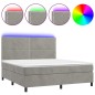 Letto a Molle Materasso e LED Grigio Chiaro 180x200 cm Velluto Letto a Molle Materasso e LED Grigio Chiaro 180x200 cm Velluto
