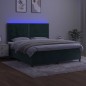 Letto a Molle con Materasso e LED Verde Scuro 180x200cm Velluto