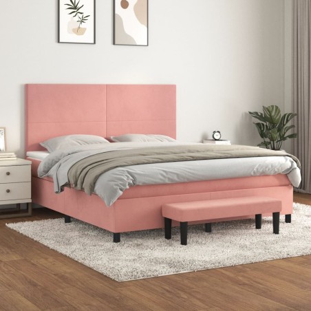 vidaXL Giroletto a Molle con Materasso Rosa 180x200 cm in Velluto