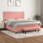 vidaXL Giroletto a Molle con Materasso Rosa 180x200 cm in Velluto