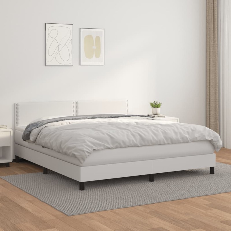 vidaXL Giroletto a Molle con Materasso Bianco 180x200 cm in Similpelle