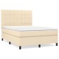 vidaXL Giroletto a Molle con Materasso Crema 140x200 cm in Tessuto