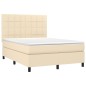 vidaXL Giroletto a Molle con Materasso Crema 140x200 cm in Tessuto