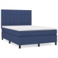 vidaXL Giroletto a Molle con Materasso Blu 140x190 cm in Tessuto