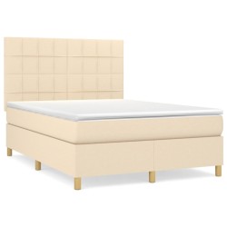 vidaXL Giroletto a Molle con Materasso Crema 140x19 cm in Tessuto