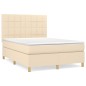 vidaXL Giroletto a Molle con Materasso Crema 140x19 cm in Tessuto