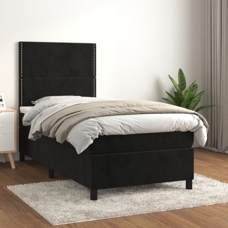 vidaXL Giroletto a Molle con Materasso Nero 100x200 cm in Velluto
