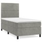 vidaXL Giroletto a Molle con Materasso Grigio Chiaro 90x190 cm Velluto