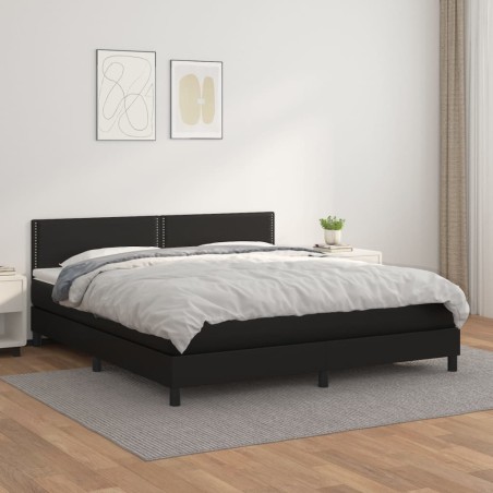 vidaXL Giroletto a Molle con Materasso Nero 160x200 cm in Similpelle