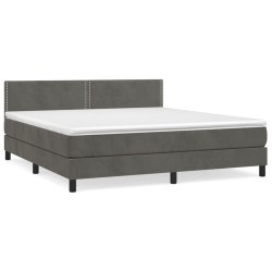 vidaXL Giroletto a Molle con Materasso Grigio Scuro 180x200 cm Velluto