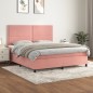 Giroletto a Molle con Materasso Rosa 180x200 cm in Velluto