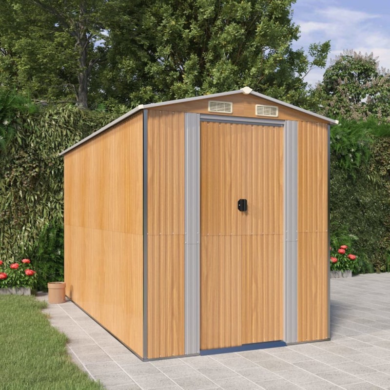 Capanno Giardino Marrone Chiaro 192x357x223cm Acciaio Zincato Capanno Giardino Marrone Chiaro 192x357x223cm Acciaio Zincato
