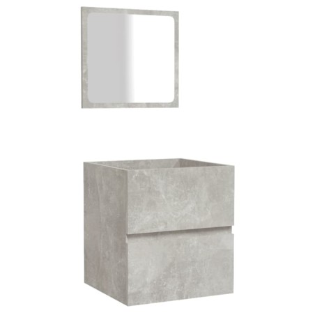 Mobile da Bagno con Specchio Grigio Cemento Legno Multistrato