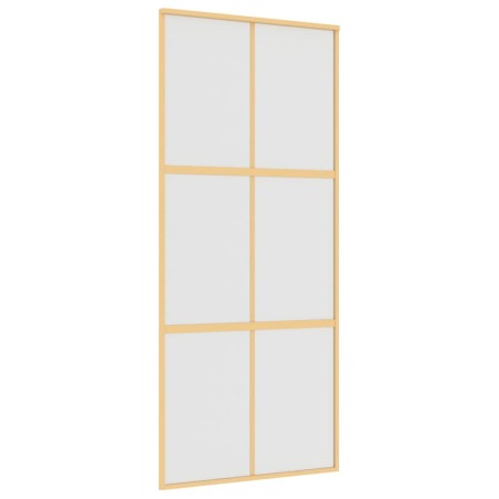 Porta Scorrevole Dorata 90x205 Vetro Smerigliato ESG Alluminio
