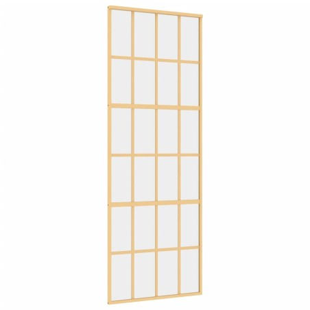 Porta Scorrevole Dorata 76x205 Vetro Trasparente ESG Alluminio