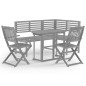 Set da Bistrot 4 pz in Legno Massello di Acacia Grigio Set da Bistrot 4 pz in Legno Massello di Acacia Grigio