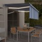 vidaXL Tenda Automatica Parasole LED Sensore Vento 4,5x3 m Blu Bianco vidaXL Tenda Automatica Parasole LED Sensore Vento 4,5x3 m Blu Bianco