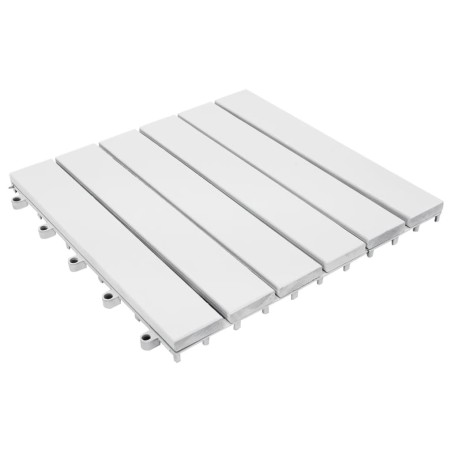 Piastrelle Esterni 20 pz Bianche 30x30 cm Legno Massello Acacia