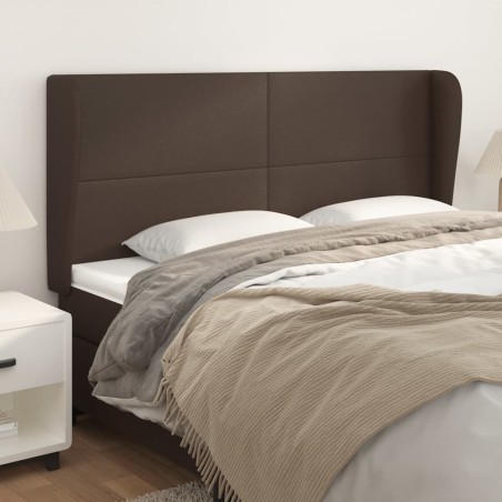 Testiera ad Orecchio Marrone 203x23x118/128 cm in Similpelle