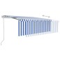 vidaXL Tenda Automatica Parasole LED Sensore Vento 4,5x3 m Blu Bianco vidaXL Tenda Automatica Parasole LED Sensore Vento 4,5x3 m Blu Bianco