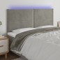 Testiera a LED Grigio Chiaro 180x5x118/128 cm in Velluto Testiera a LED Grigio Chiaro 180x5x118/128 cm in Velluto