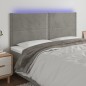 Testiera a LED Grigio Chiaro 200x5x118/128 cm in Velluto Testiera a LED Grigio Chiaro 200x5x118/128 cm in Velluto
