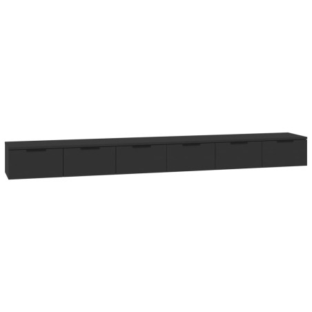 Mobili a Parete 2 pz Nero 102x30x20 cm in Legno Multistrato