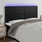 Testiera a LED Nera 180x5x118/128 cm in Similpelle Testiera a LED Nera 180x5x118/128 cm in Similpelle