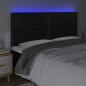 Testiera a LED Nera 180x5x118/128 cm in Similpelle Testiera a LED Nera 180x5x118/128 cm in Similpelle
