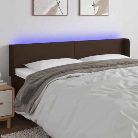 Testiera a LED Marrone 203x16x78/88 cm in Similpelle