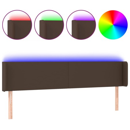 Testiera a LED Marrone 203x16x78/88 cm in Similpelle