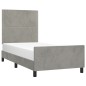 Giroletto con Testiera Grigio Chiaro 90x200 cm in Velluto Giroletto con Testiera Grigio Chiaro 90x200 cm in Velluto