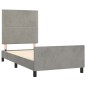 Giroletto con Testiera Grigio Chiaro 90x200 cm in Velluto Giroletto con Testiera Grigio Chiaro 90x200 cm in Velluto