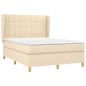 vidaXL Giroletto a Molle con Materasso Crema 140x200 cm in Tessuto