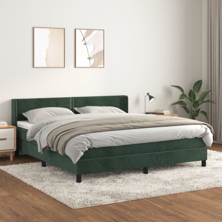vidaXL Giroletto a Molle con Materasso Verde Scuro 180x200 cm Velluto
