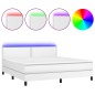 vidaXL Giroletto Molle con Materasso e LED Bianco 160x200cm Similpelle vidaXL Giroletto Molle con Materasso e LED Bianco 160x200cm Similpelle