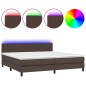Giroletto Molle con Materasso e LED Marrone 200x200 cm Giroletto Molle con Materasso e LED Marrone 200x200 cm