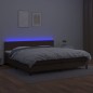 Giroletto Molle con Materasso e LED Marrone 200x200 cm Giroletto Molle con Materasso e LED Marrone 200x200 cm