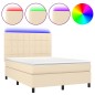 vidaXL Letto a Molle con Materasso e LED Crema 140x200 cm in Tessuto vidaXL Letto a Molle con Materasso e LED Crema 140x200 cm in Tessuto